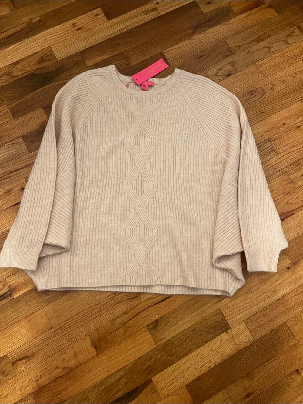 Lilly Pulitzer  Cream Cable-Front Ribbed Sweater